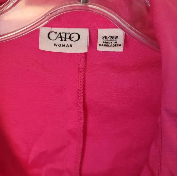 Cato Woman Plus Size 26/28W Blouse Shirt Short Sleeve Color Hot Pink Used - Picture 10 of 10